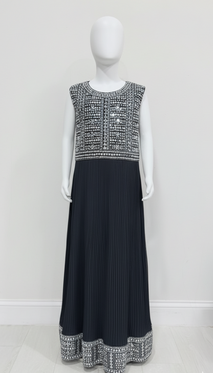 Kids Midnight Blue Mirrorwork Maxi Dress Set