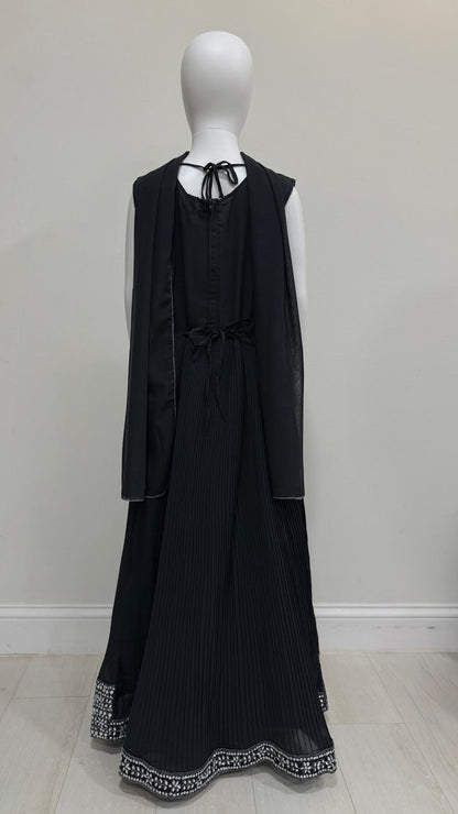 Kids Midnight Blue Mirrorwork Maxi Dress Set