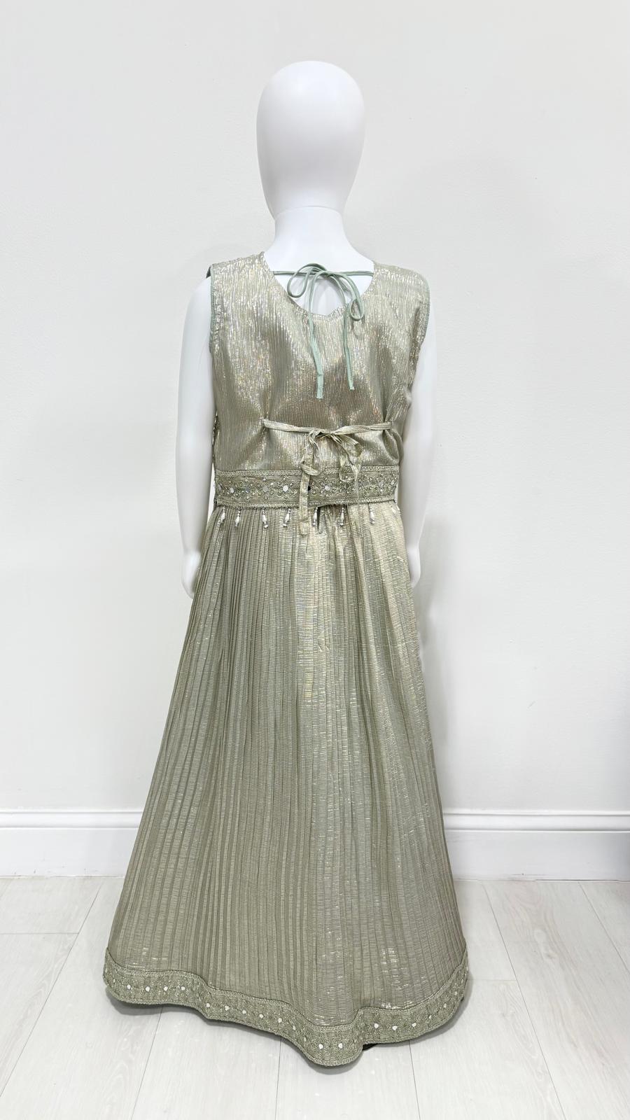 Kids Sage Ivory Embroidered Maxi & Blouse Set